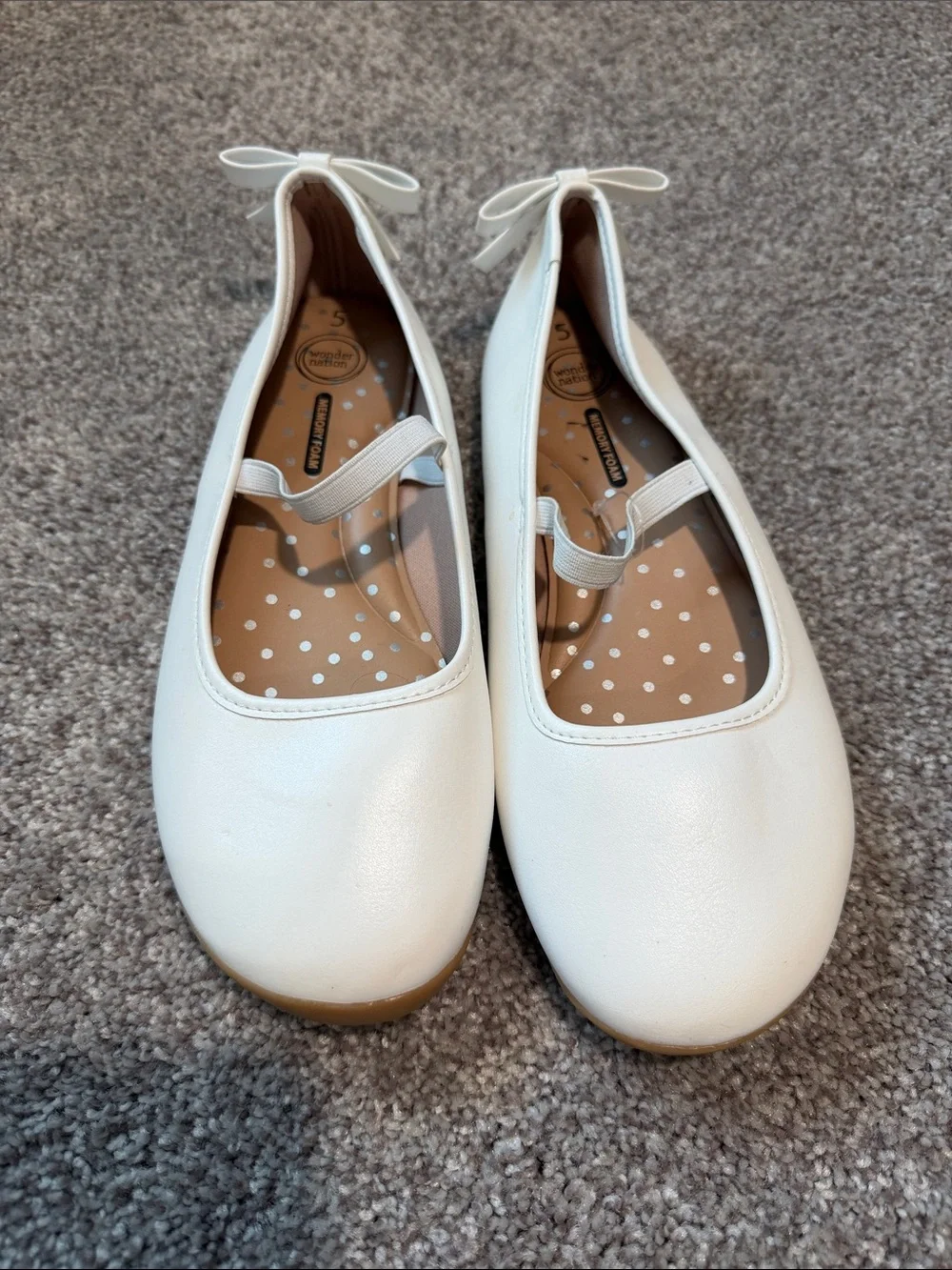 wonder nation White Girls Ballet Flats with Ankle Bow